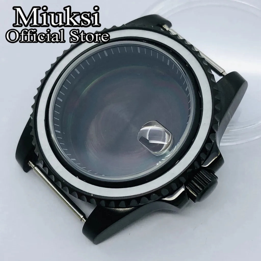 Miuksi 40mm silver rose gold black new watch case ceramic bezel sapphire glass chapter ring fit NH35 NH36 ETA2824 movement