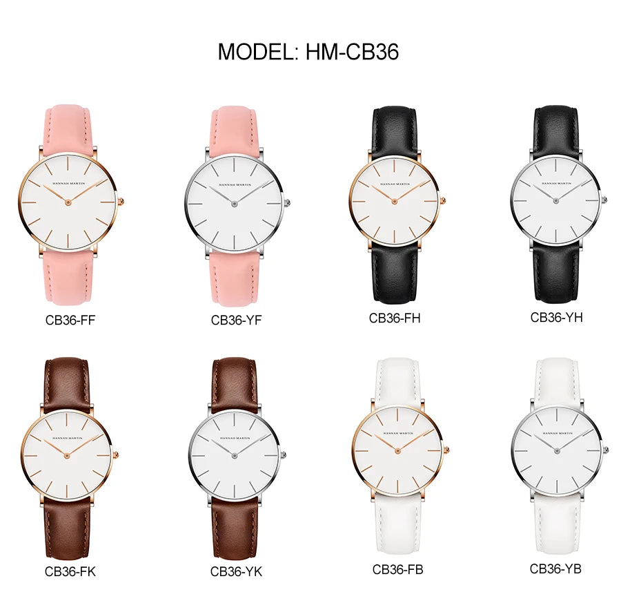 Hannah Martin New 2021 Top Brand Luxury Japan Quartz Wristwatch Stainless Steel Rose Gold Waterproof Watch for Women reloj mujer