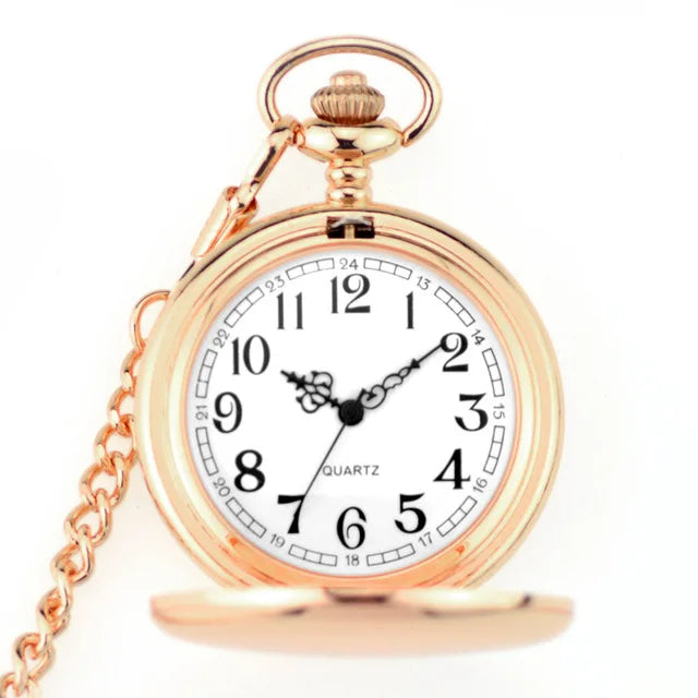 Classic Fashion 37CM Fob Chain Smooth Steel Polish Quartz Pocket Watch Mens Pendant Gifts