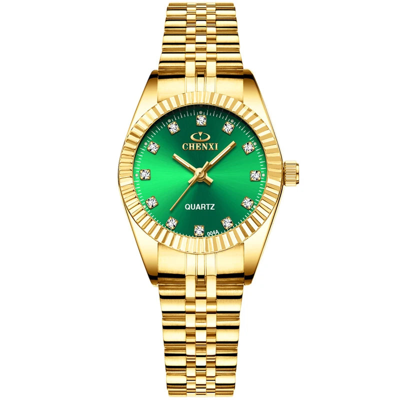 CHENXI Brand Top Luxury  Ladies Golden Watch for Women Clock Female Women's Dress Rhinestone Quartz Waterproof Wristwatches