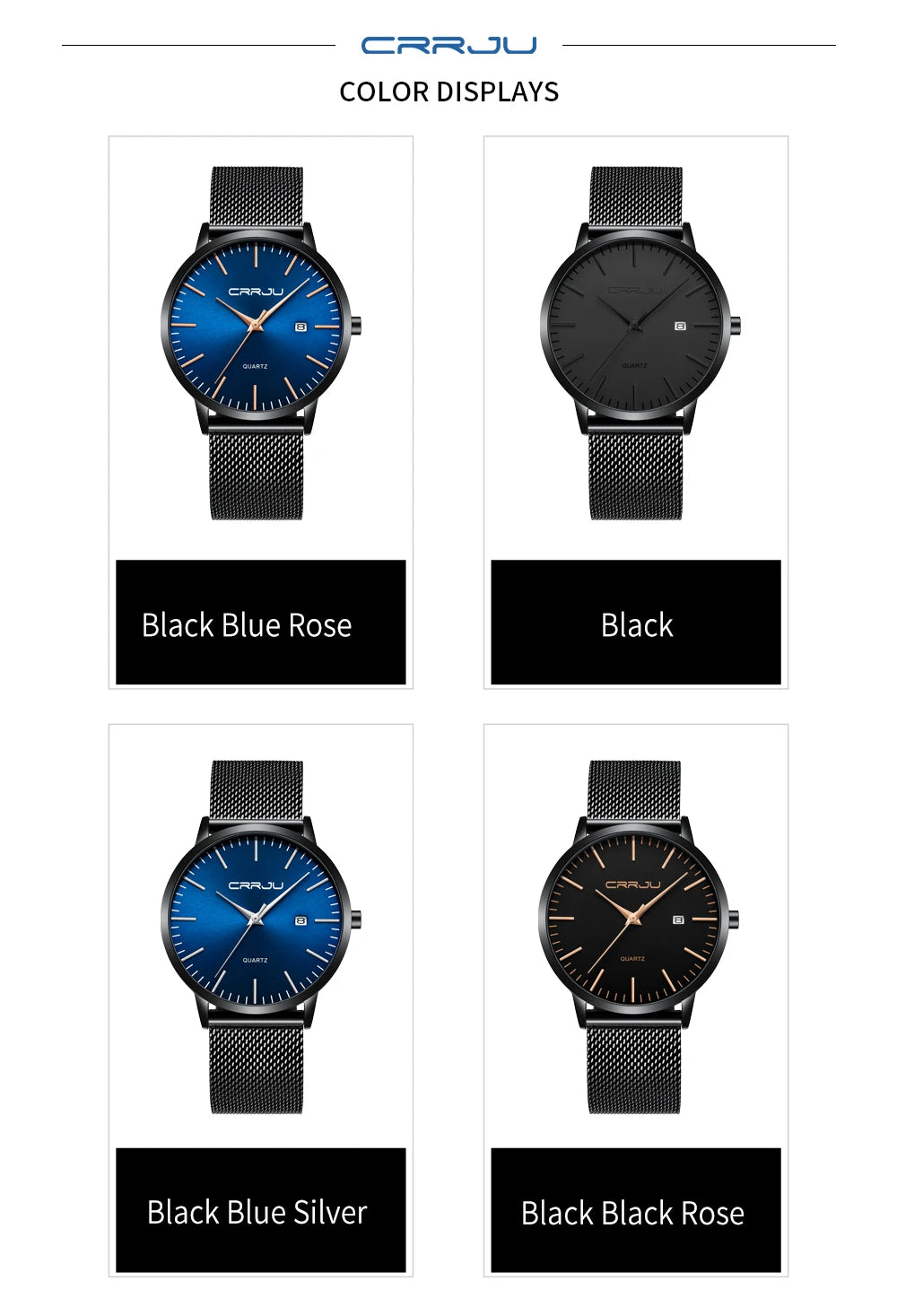 CRRJU Men's Watch Ultra-thin Top Brand Luxury Japan Movement WristWatch Waterproof Sport Steel Quartz Clock Relogio Masculino