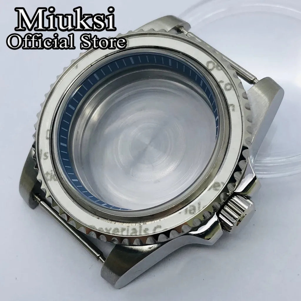 Miuksi 40mm silver rose gold black new watch case ceramic bezel sapphire glass chapter ring fit NH35 NH36 ETA2824 movement