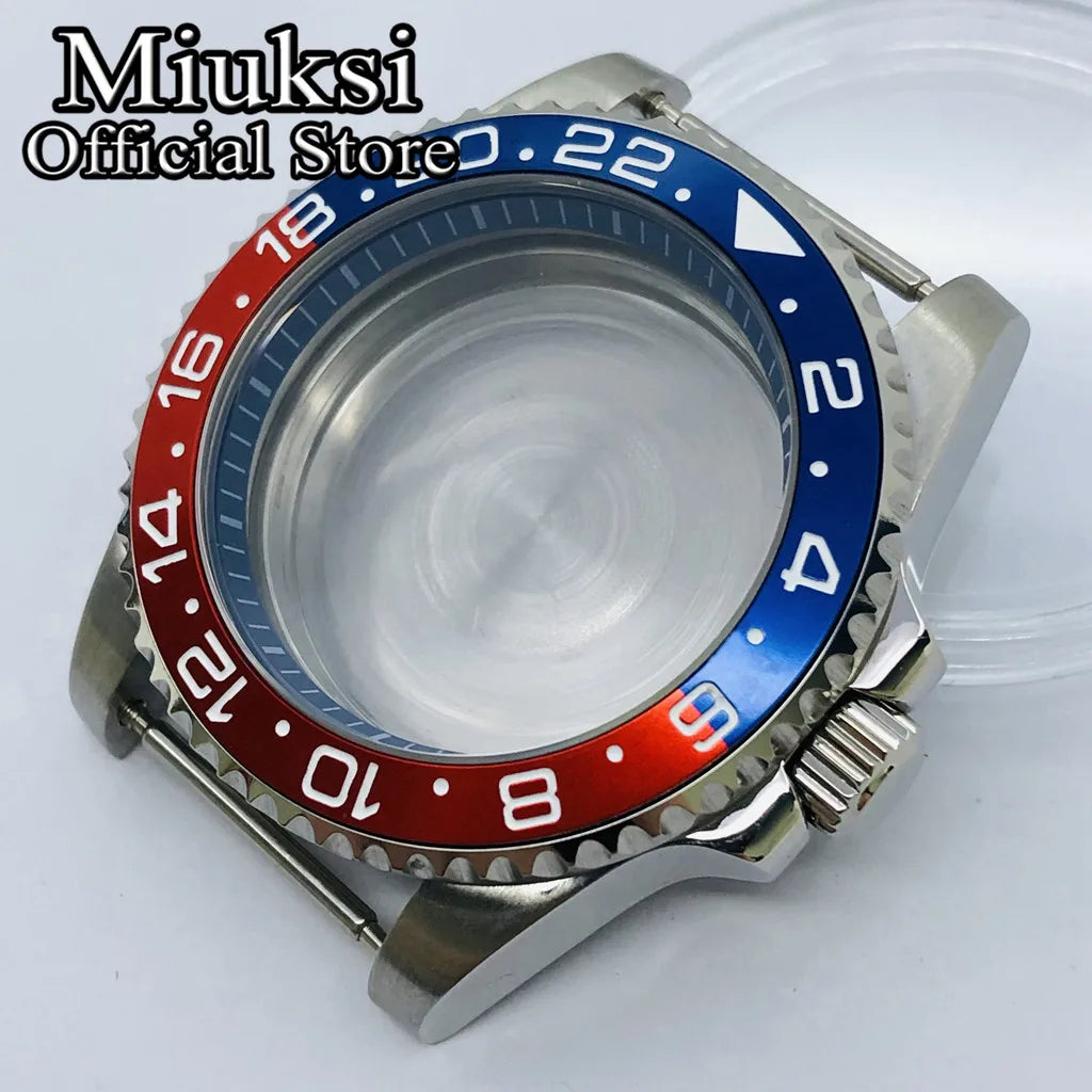 Miuksi 40mm silver rose gold black new watch case ceramic bezel sapphire glass chapter ring fit NH35 NH36 ETA2824 movement