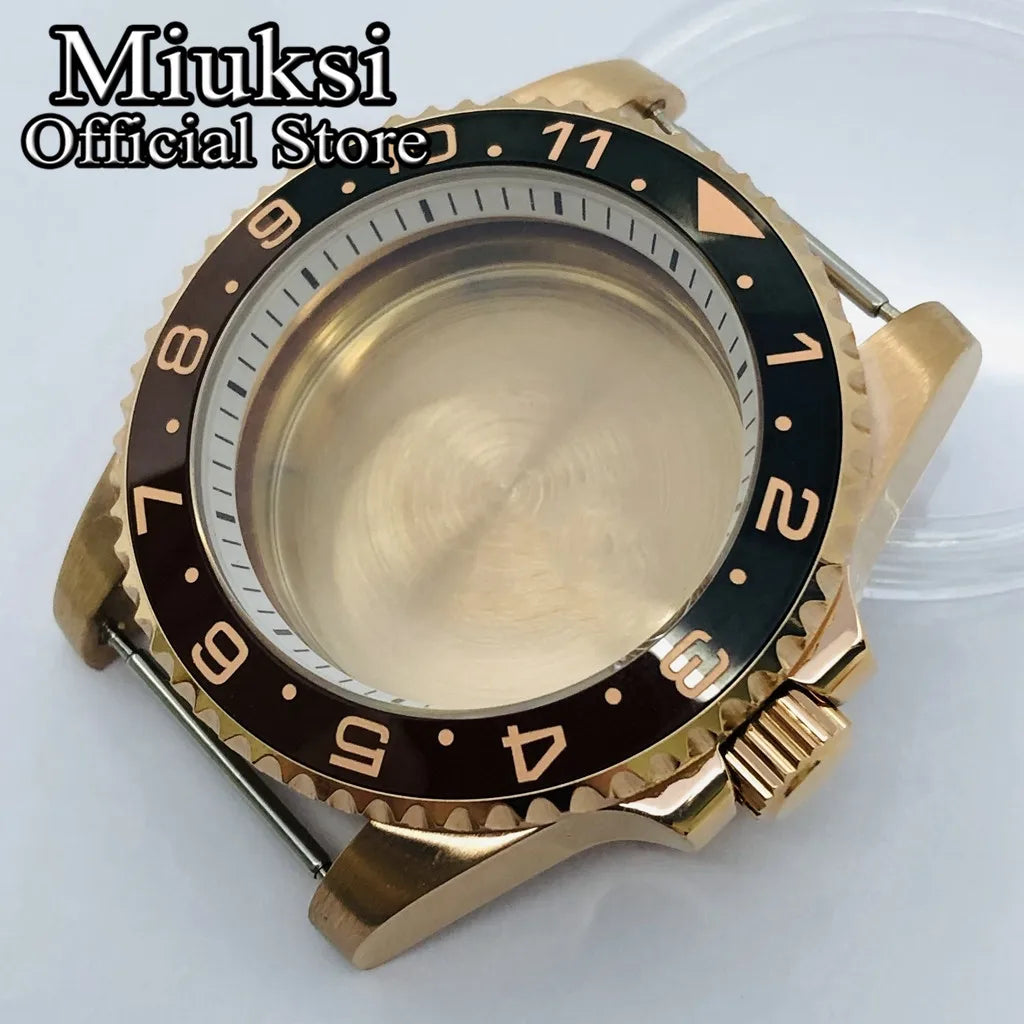 Miuksi 40mm silver rose gold black new watch case ceramic bezel sapphire glass chapter ring fit NH35 NH36 ETA2824 movement