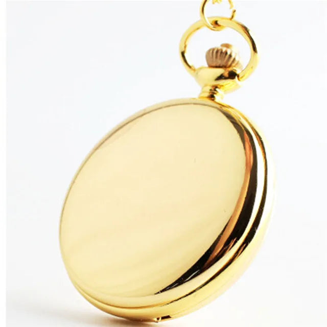 Classic Fashion 37CM Fob Chain Smooth Steel Polish Quartz Pocket Watch Mens Pendant Gifts