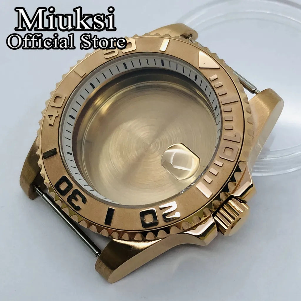 Miuksi 40mm silver rose gold black new watch case ceramic bezel sapphire glass chapter ring fit NH35 NH36 ETA2824 movement