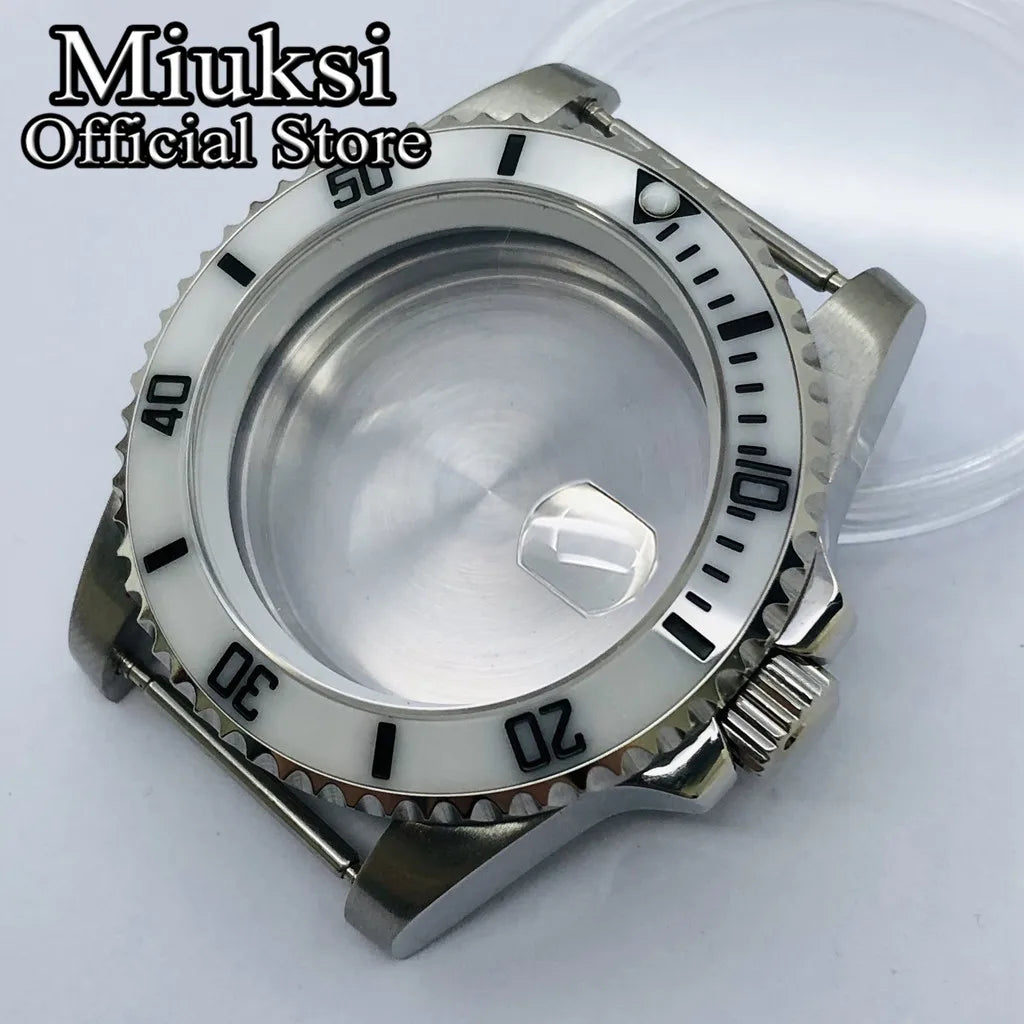 Miuksi 40mm silver rose gold black new watch case ceramic bezel sapphire glass chapter ring fit NH35 NH36 ETA2824 movement