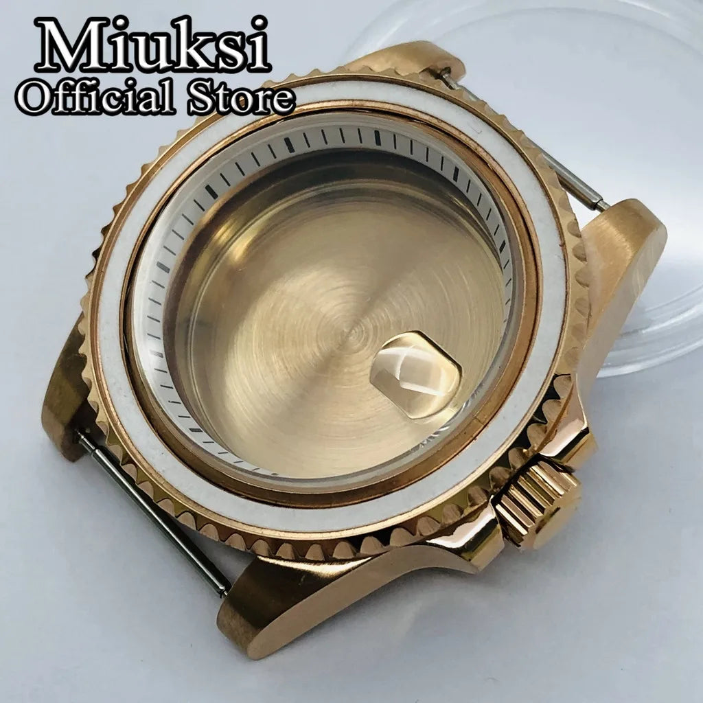 Miuksi 40mm silver rose gold black new watch case ceramic bezel sapphire glass chapter ring fit NH35 NH36 ETA2824 movement