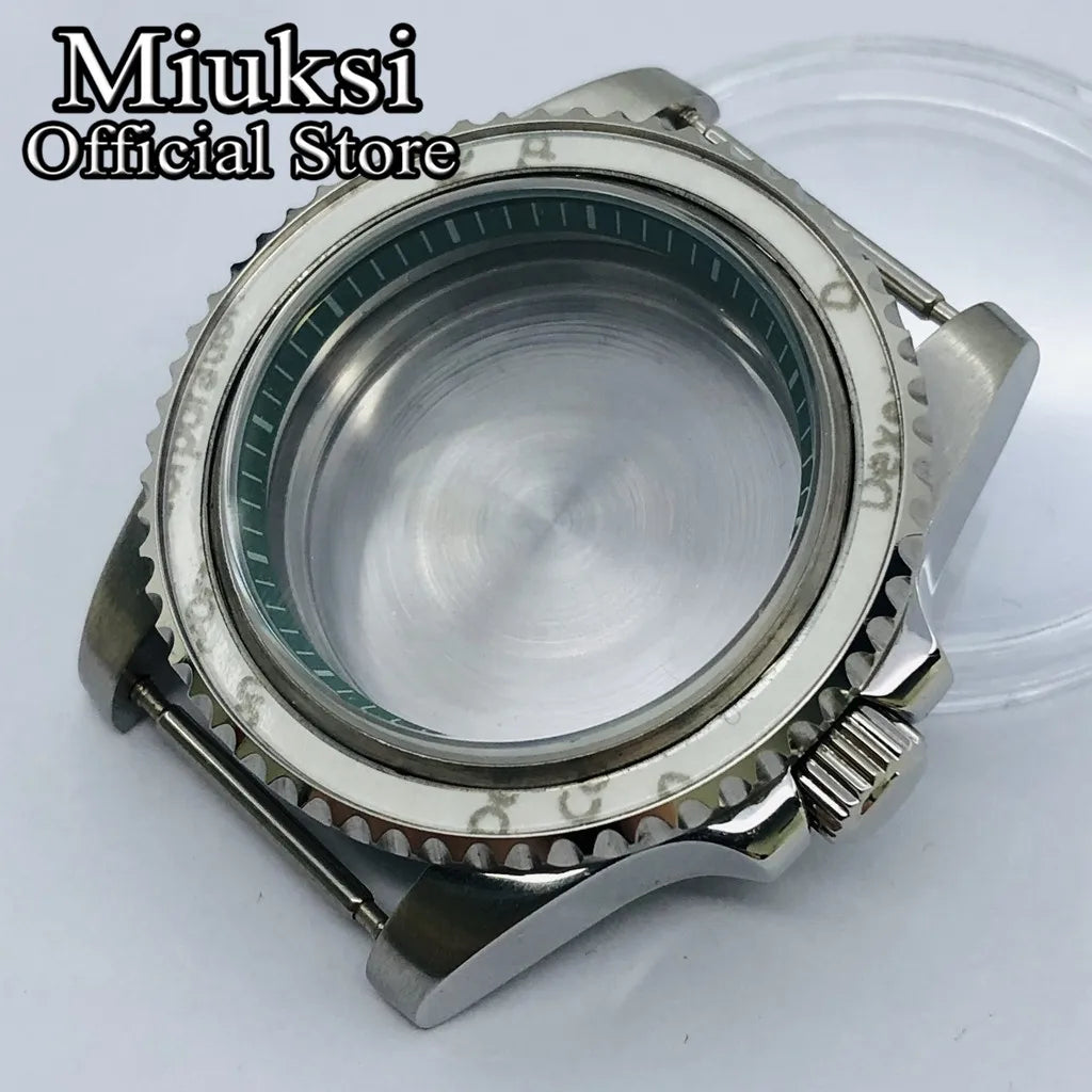 Miuksi 40mm silver rose gold black new watch case ceramic bezel sapphire glass chapter ring fit NH35 NH36 ETA2824 movement