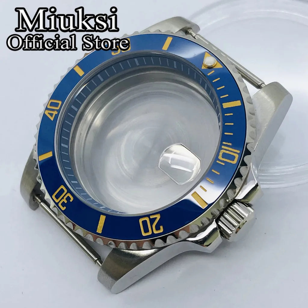 Miuksi 40mm silver rose gold black new watch case ceramic bezel sapphire glass chapter ring fit NH35 NH36 ETA2824 movement
