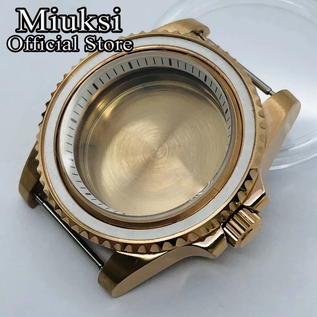 Miuksi 40mm silver rose gold black new watch case ceramic bezel sapphire glass chapter ring fit NH35 NH36 ETA2824 movement