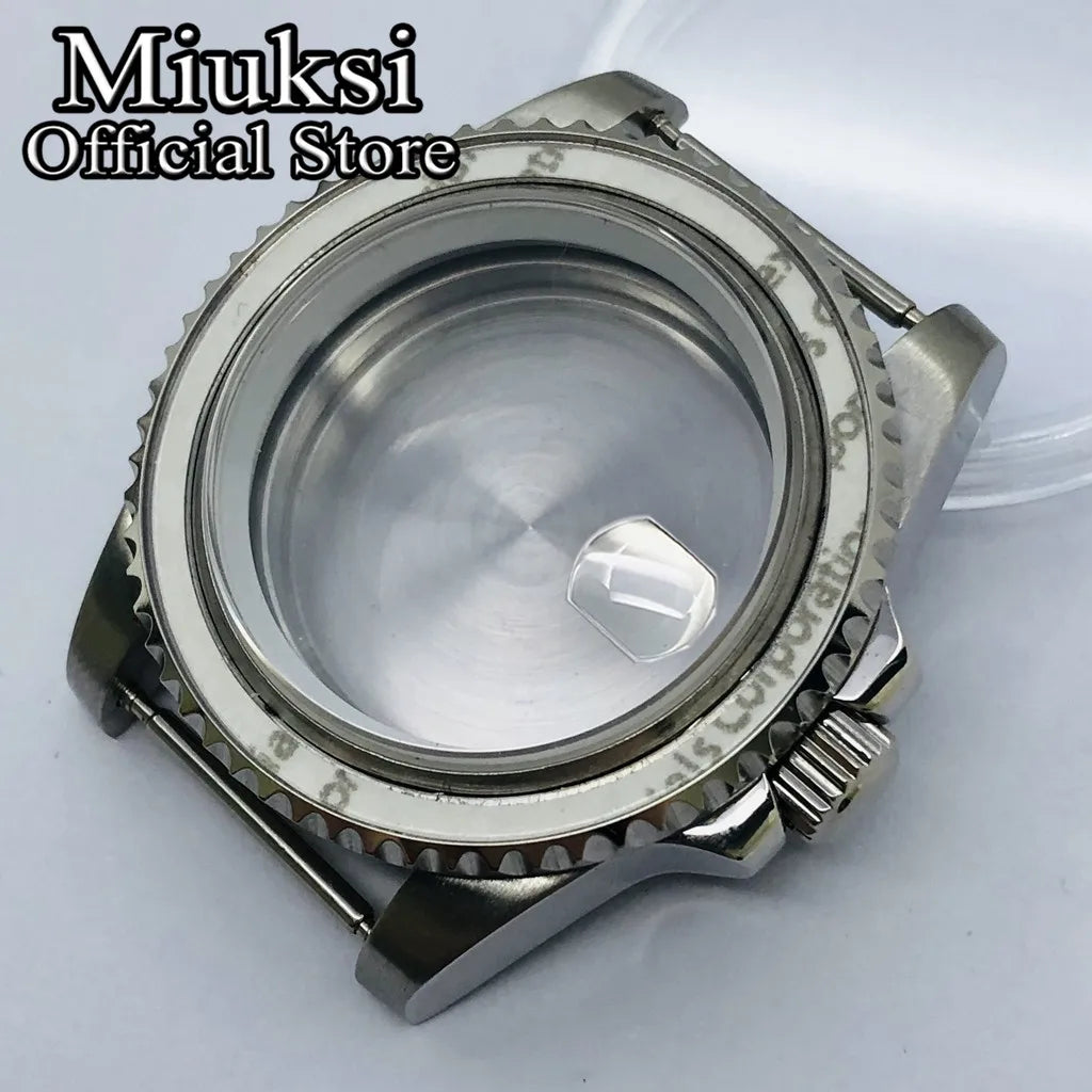 Miuksi 40mm silver rose gold black new watch case ceramic bezel sapphire glass chapter ring fit NH35 NH36 ETA2824 movement