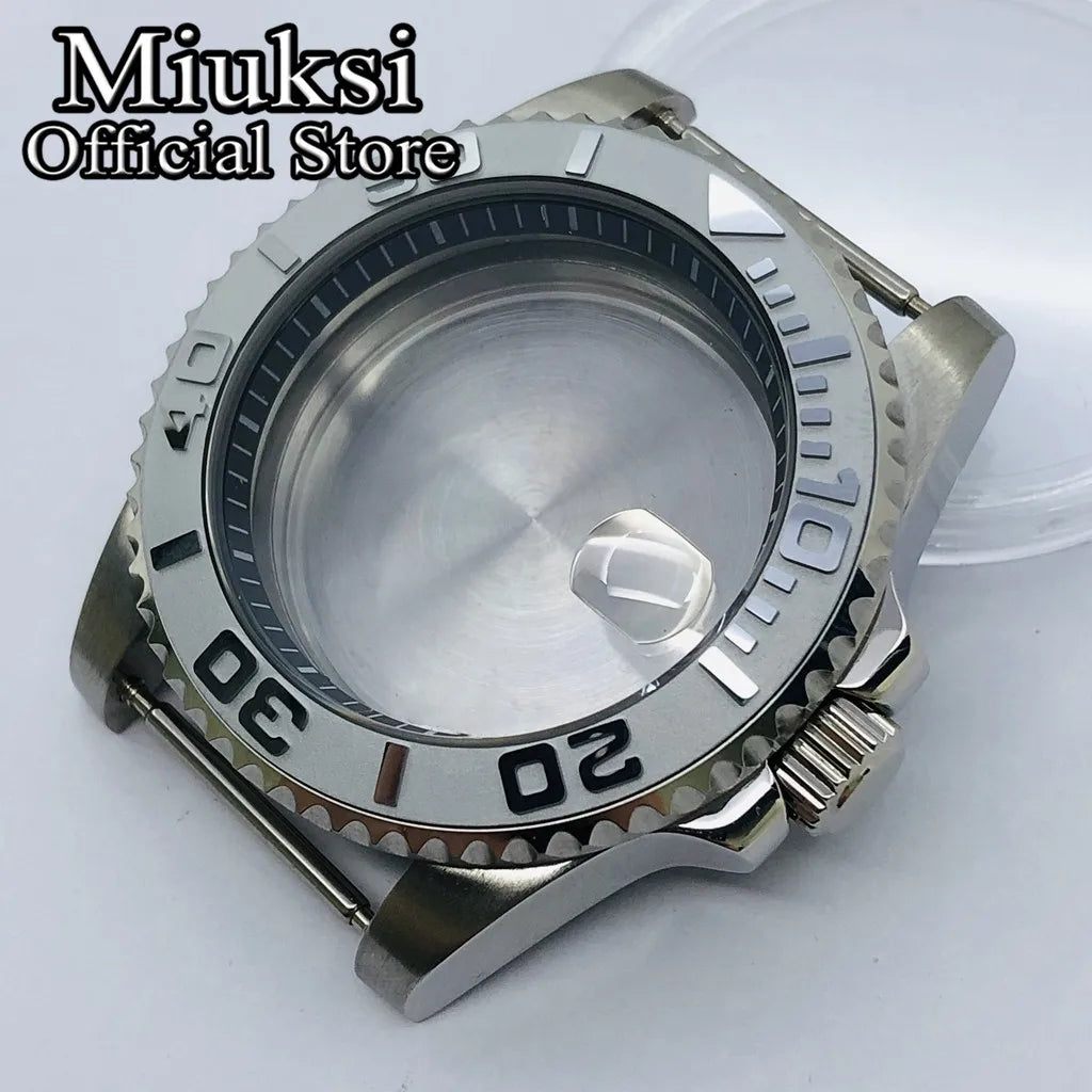 Miuksi 40mm silver rose gold black new watch case ceramic bezel sapphire glass chapter ring fit NH35 NH36 ETA2824 movement