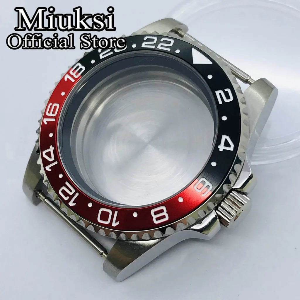 Miuksi 40mm silver rose gold black new watch case ceramic bezel sapphire glass chapter ring fit NH35 NH36 ETA2824 movement