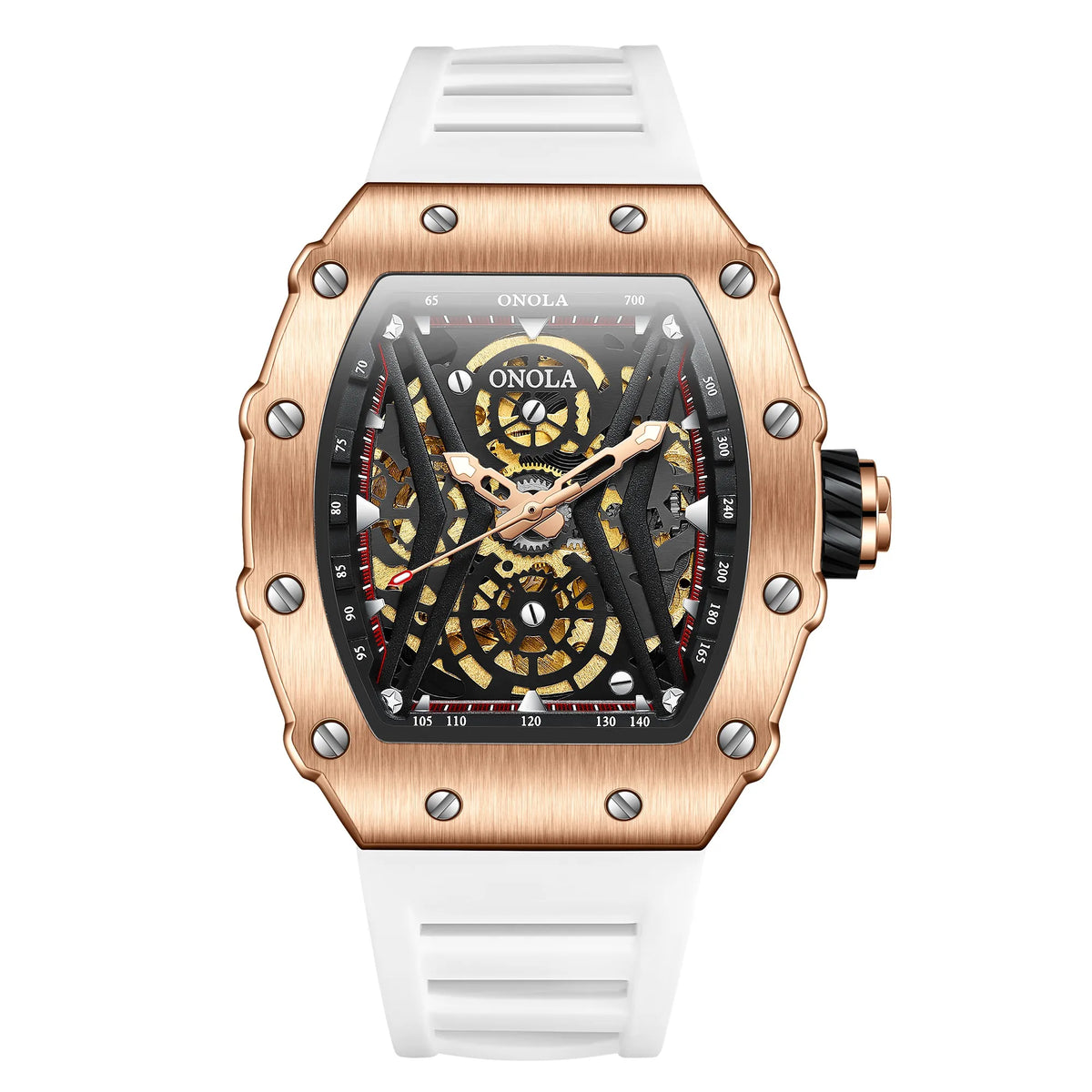 ONOLA Original Design Watch Mechanic Watches Men Top Luxury Fashion Casual Luminous Square Skeleton Clock Men Automatic Watch