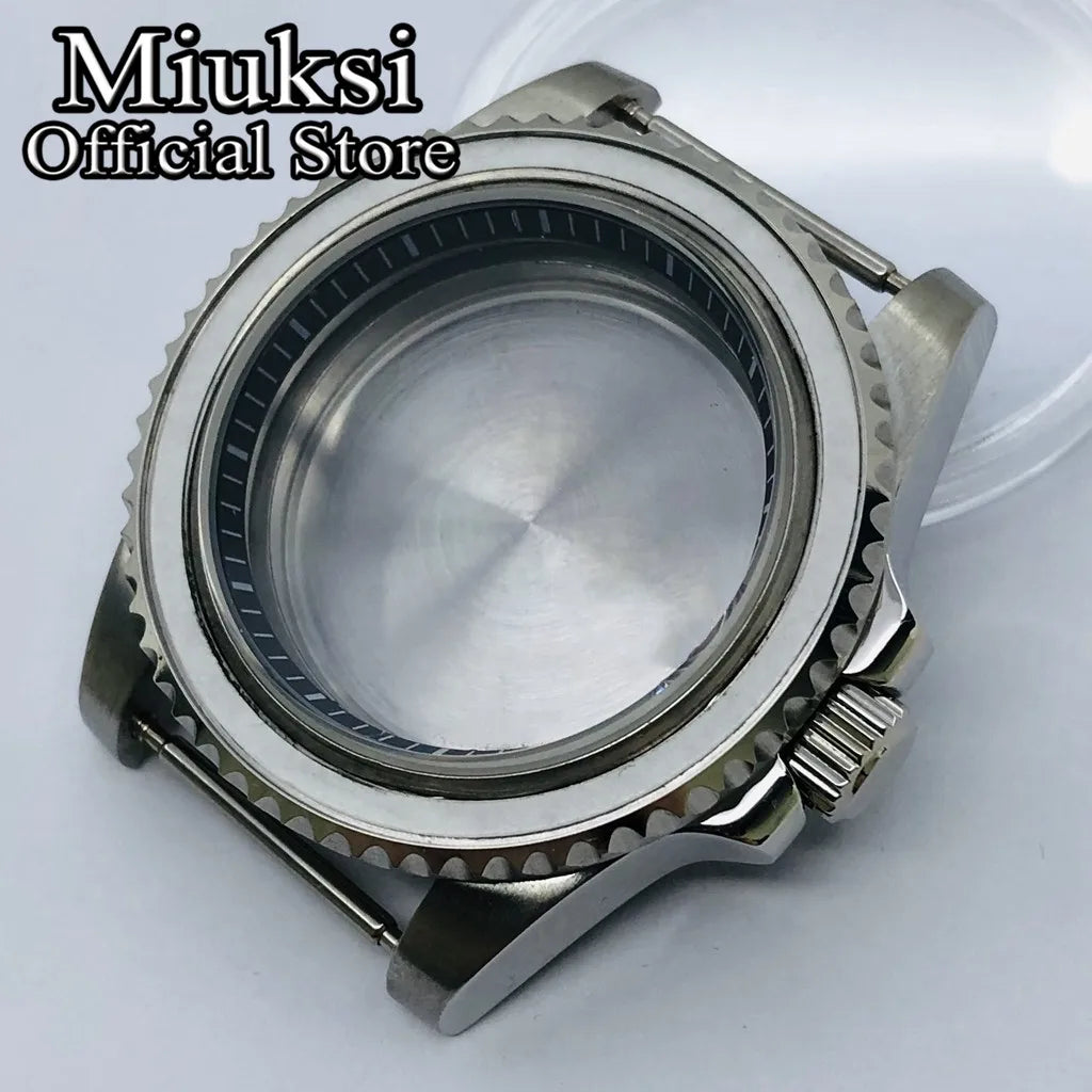 Miuksi 40mm silver rose gold black new watch case ceramic bezel sapphire glass chapter ring fit NH35 NH36 ETA2824 movement