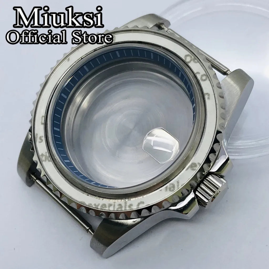 Miuksi 40mm silver rose gold black new watch case ceramic bezel sapphire glass chapter ring fit NH35 NH36 ETA2824 movement