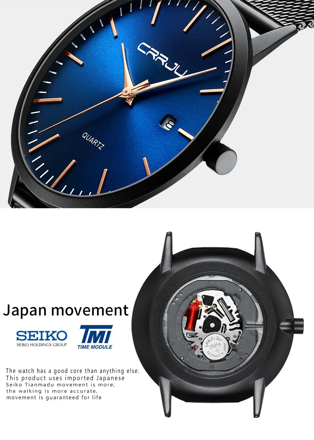 CRRJU Men's Watch Ultra-thin Top Brand Luxury Japan Movement WristWatch Waterproof Sport Steel Quartz Clock Relogio Masculino