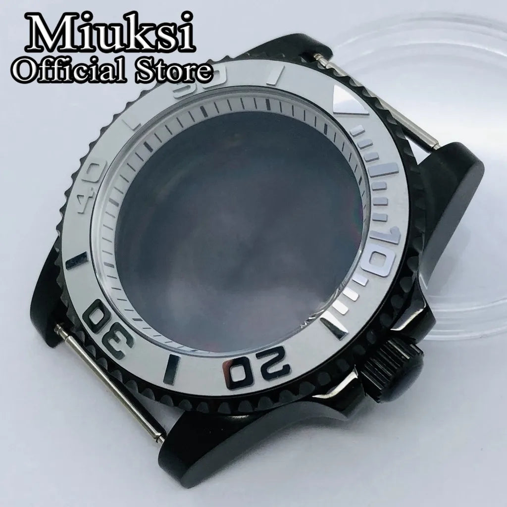 Miuksi 40mm silver rose gold black new watch case ceramic bezel sapphire glass chapter ring fit NH35 NH36 ETA2824 movement
