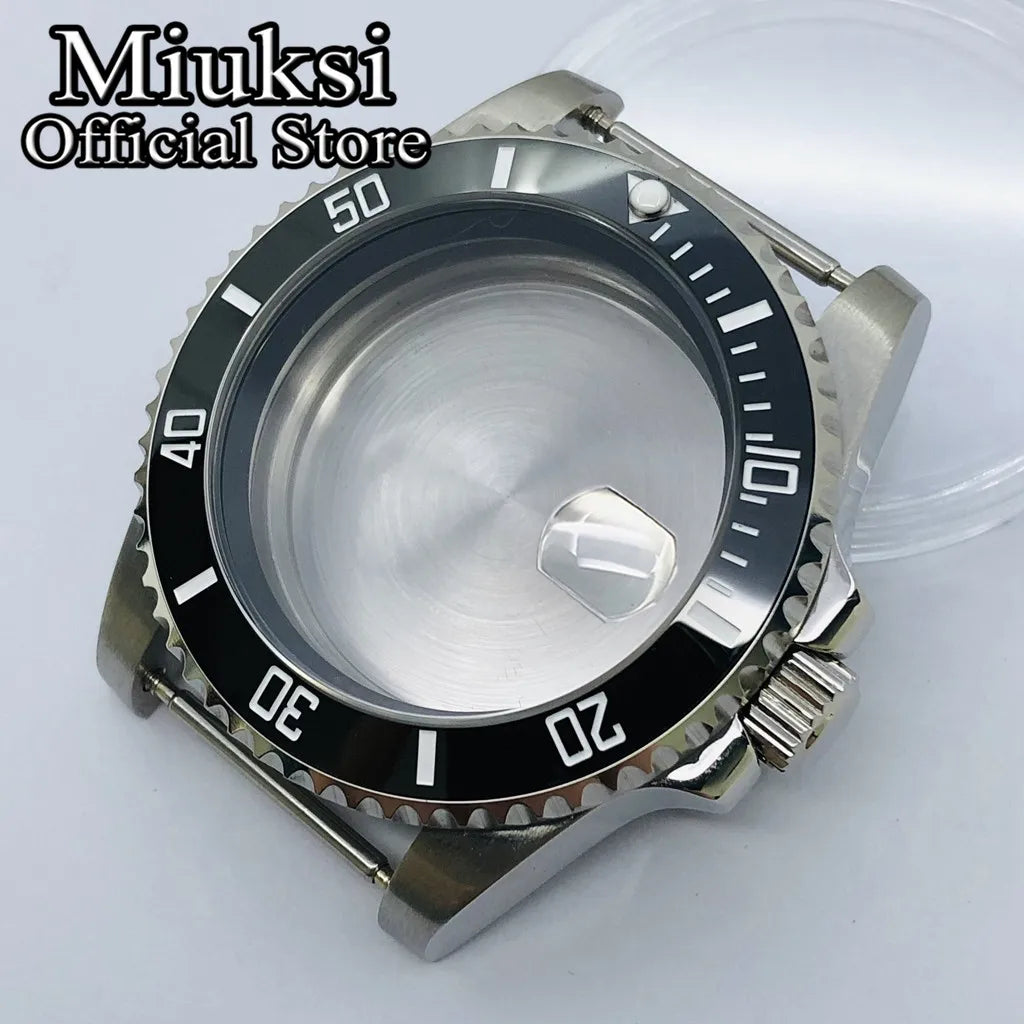 Miuksi 40mm silver rose gold black new watch case ceramic bezel sapphire glass chapter ring fit NH35 NH36 ETA2824 movement