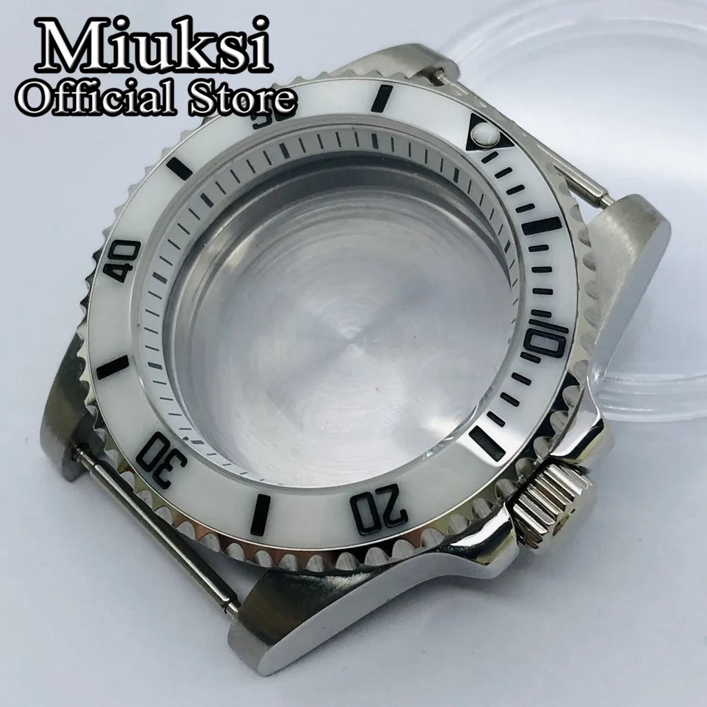 Miuksi 40mm silver rose gold black new watch case ceramic bezel sapphire glass chapter ring fit NH35 NH36 ETA2824 movement
