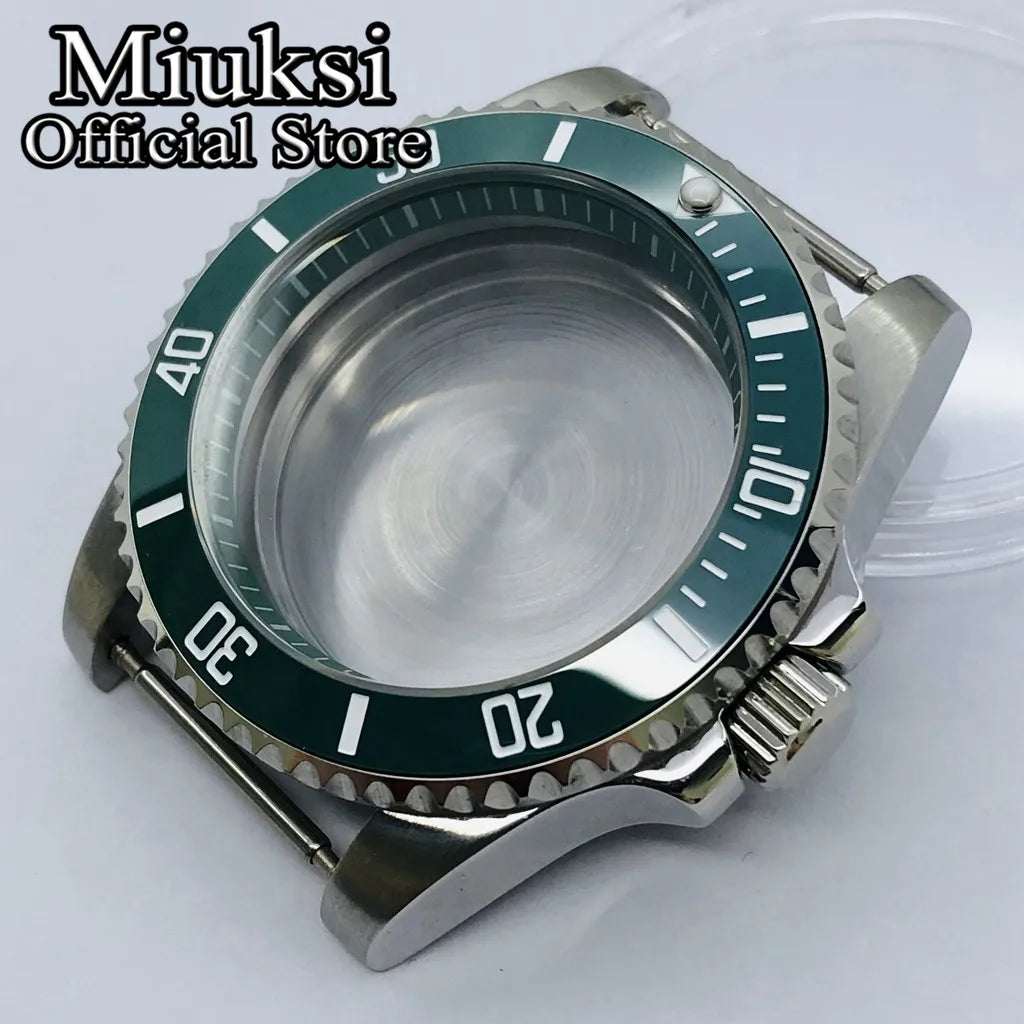 Miuksi 40mm silver rose gold black new watch case ceramic bezel sapphire glass chapter ring fit NH35 NH36 ETA2824 movement
