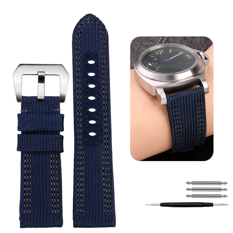 For Panerai Watch Strap Pam00984 00985 PAM111 PAM441 Stealth Nylon leather sole Bracelet Accessory 24 26mm large size  for men