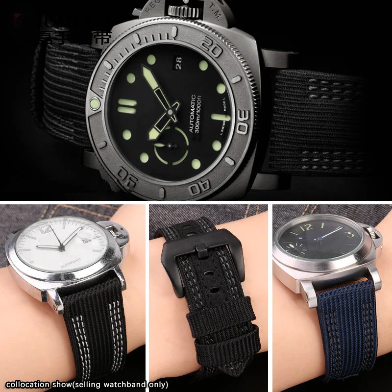 For Panerai Watch Strap Pam00984 00985 PAM111 PAM441 Stealth Nylon leather sole Bracelet Accessory 24 26mm large size  for men