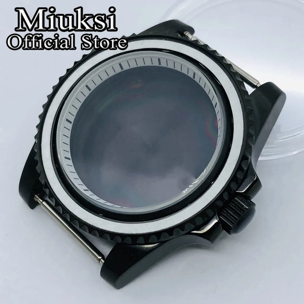 Miuksi 40mm silver rose gold black new watch case ceramic bezel sapphire glass chapter ring fit NH35 NH36 ETA2824 movement