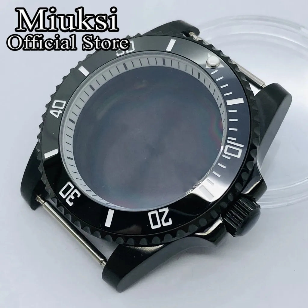 Miuksi 40mm silver rose gold black new watch case ceramic bezel sapphire glass chapter ring fit NH35 NH36 ETA2824 movement