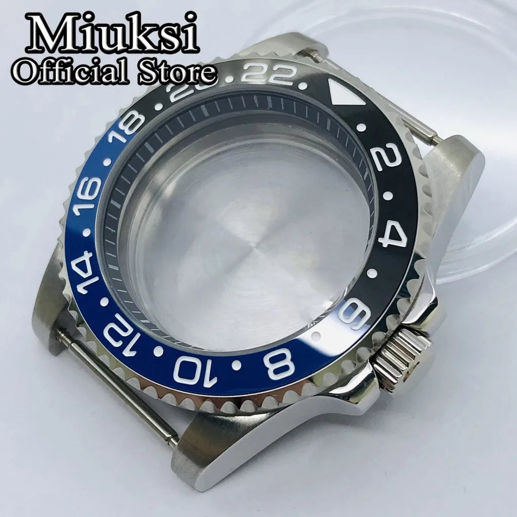 Miuksi 40mm silver rose gold black new watch case ceramic bezel sapphire glass chapter ring fit NH35 NH36 ETA2824 movement