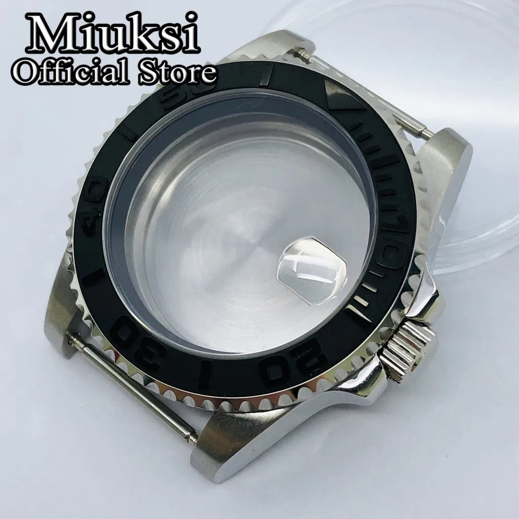 Miuksi 40mm silver rose gold black new watch case ceramic bezel sapphire glass chapter ring fit NH35 NH36 ETA2824 movement