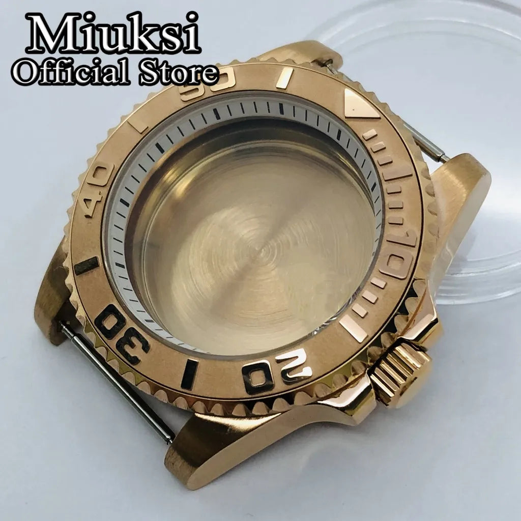 Miuksi 40mm silver rose gold black new watch case ceramic bezel sapphire glass chapter ring fit NH35 NH36 ETA2824 movement