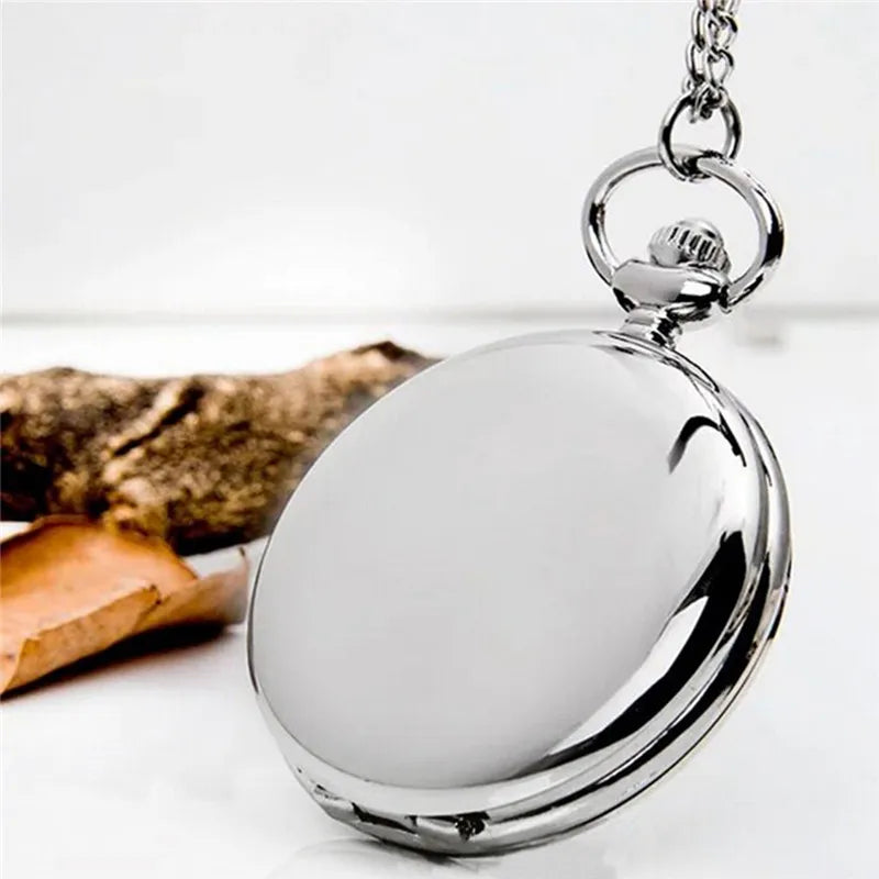 Classic Fashion 37CM Fob Chain Smooth Steel Polish Quartz Pocket Watch Mens Pendant Gifts