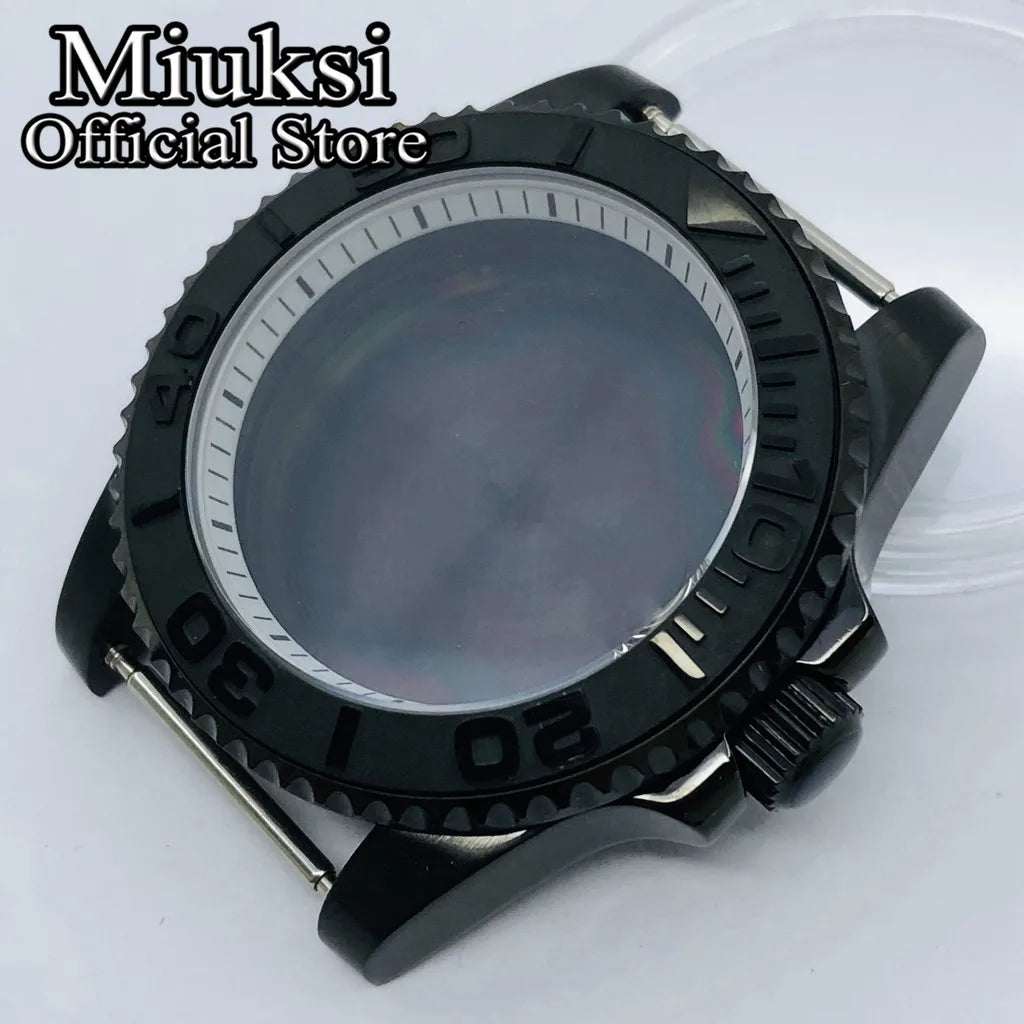 Miuksi 40mm silver rose gold black new watch case ceramic bezel sapphire glass chapter ring fit NH35 NH36 ETA2824 movement