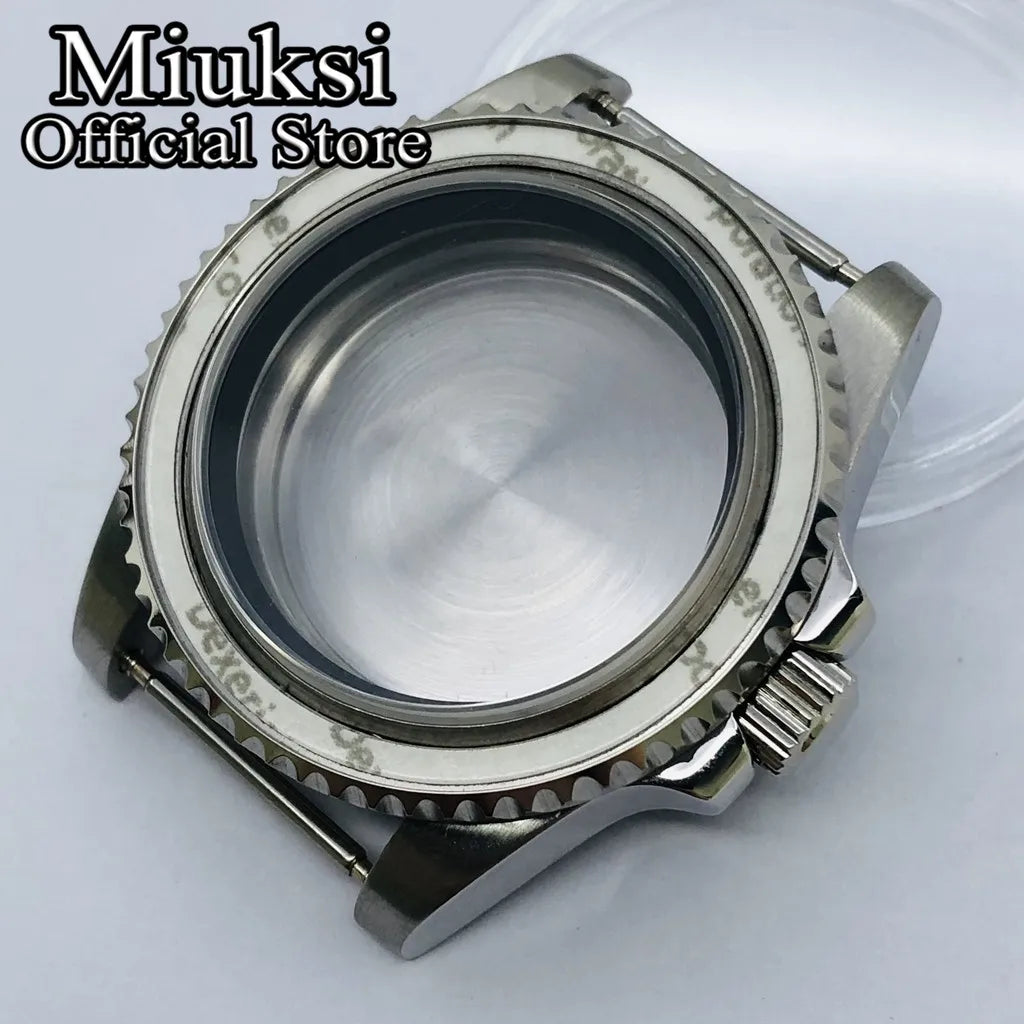 Miuksi 40mm silver rose gold black new watch case ceramic bezel sapphire glass chapter ring fit NH35 NH36 ETA2824 movement