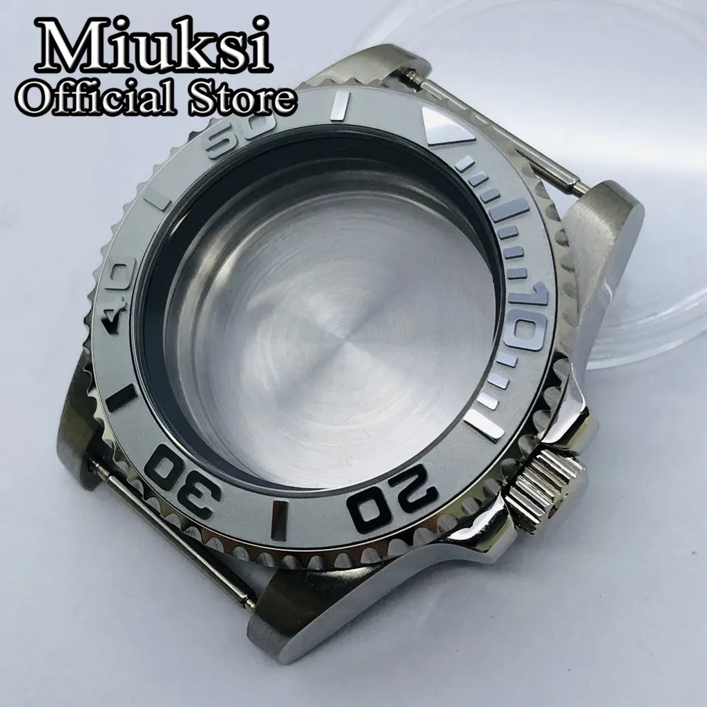 Miuksi 40mm silver rose gold black new watch case ceramic bezel sapphire glass chapter ring fit NH35 NH36 ETA2824 movement