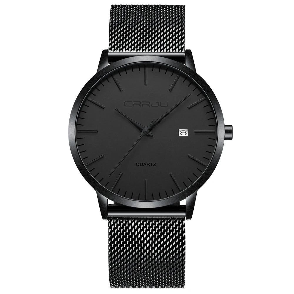 CRRJU Men's Watch Ultra-thin Top Brand Luxury Japan Movement WristWatch Waterproof Sport Steel Quartz Clock Relogio Masculino