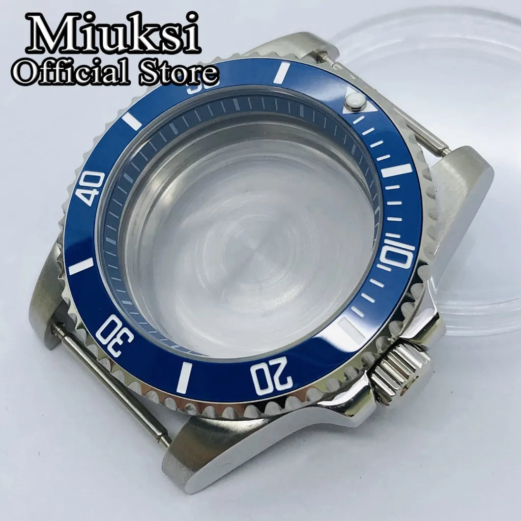 Miuksi 40mm silver rose gold black new watch case ceramic bezel sapphire glass chapter ring fit NH35 NH36 ETA2824 movement