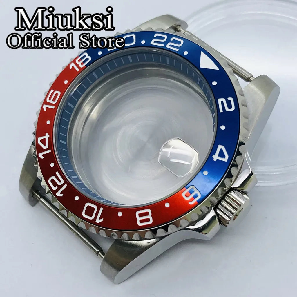 Miuksi 40mm silver rose gold black new watch case ceramic bezel sapphire glass chapter ring fit NH35 NH36 ETA2824 movement