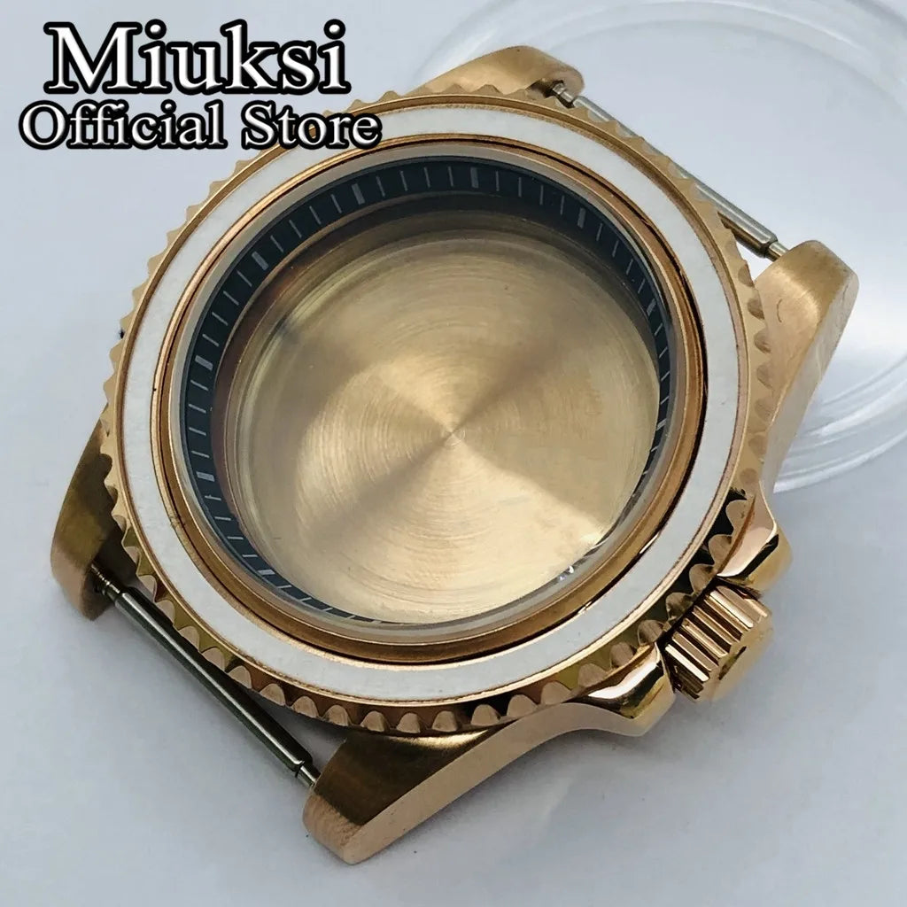 Miuksi 40mm silver rose gold black new watch case ceramic bezel sapphire glass chapter ring fit NH35 NH36 ETA2824 movement