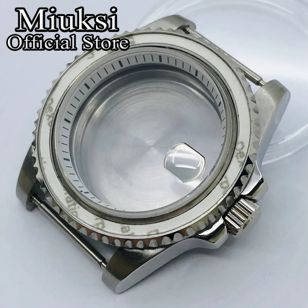 Miuksi 40mm silver rose gold black new watch case ceramic bezel sapphire glass chapter ring fit NH35 NH36 ETA2824 movement