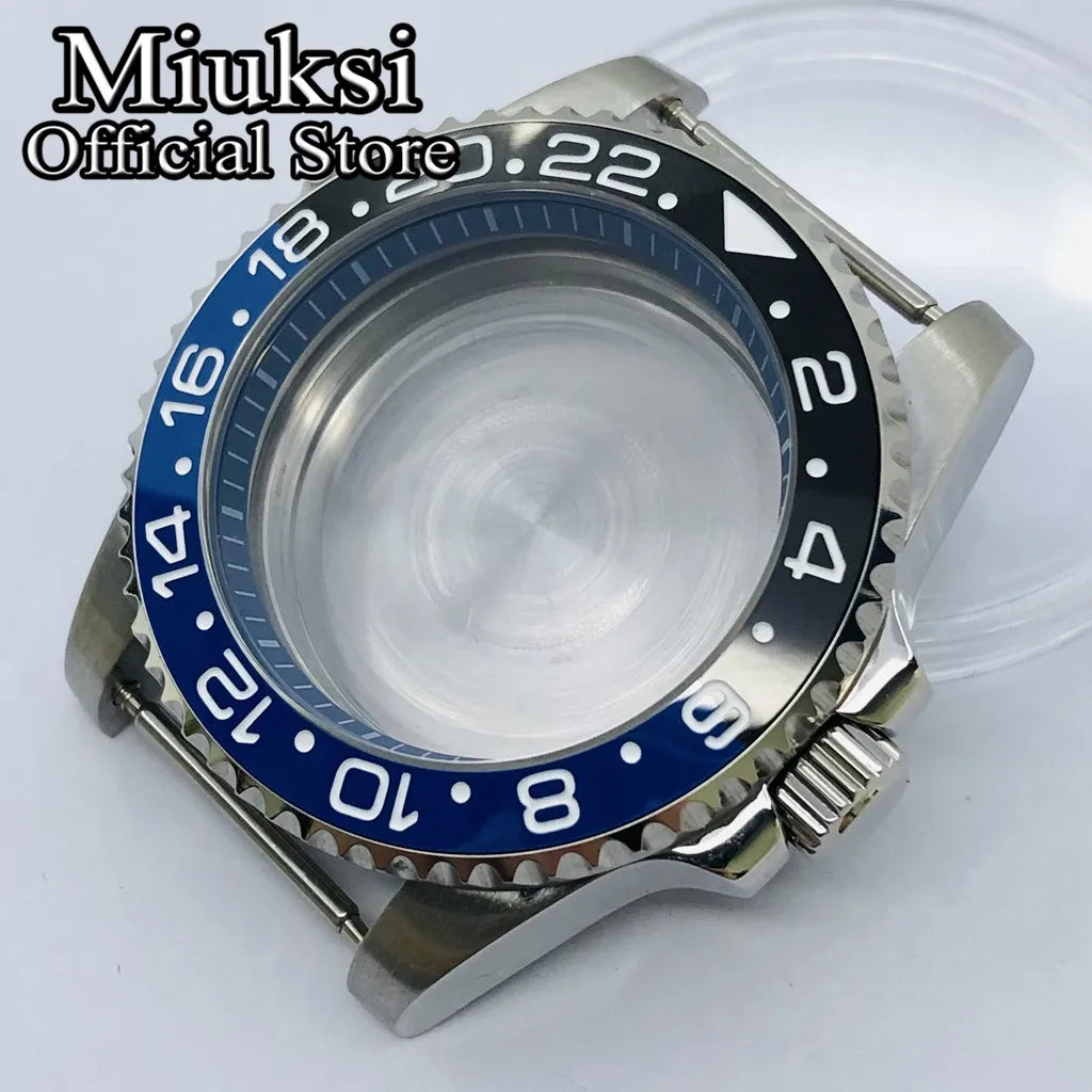 Miuksi 40mm silver rose gold black new watch case ceramic bezel sapphire glass chapter ring fit NH35 NH36 ETA2824 movement