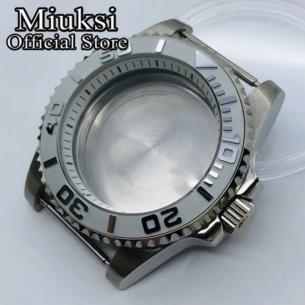 Miuksi 40mm silver rose gold black new watch case ceramic bezel sapphire glass chapter ring fit NH35 NH36 ETA2824 movement