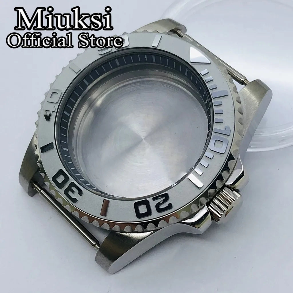 Miuksi 40mm silver rose gold black new watch case ceramic bezel sapphire glass chapter ring fit NH35 NH36 ETA2824 movement