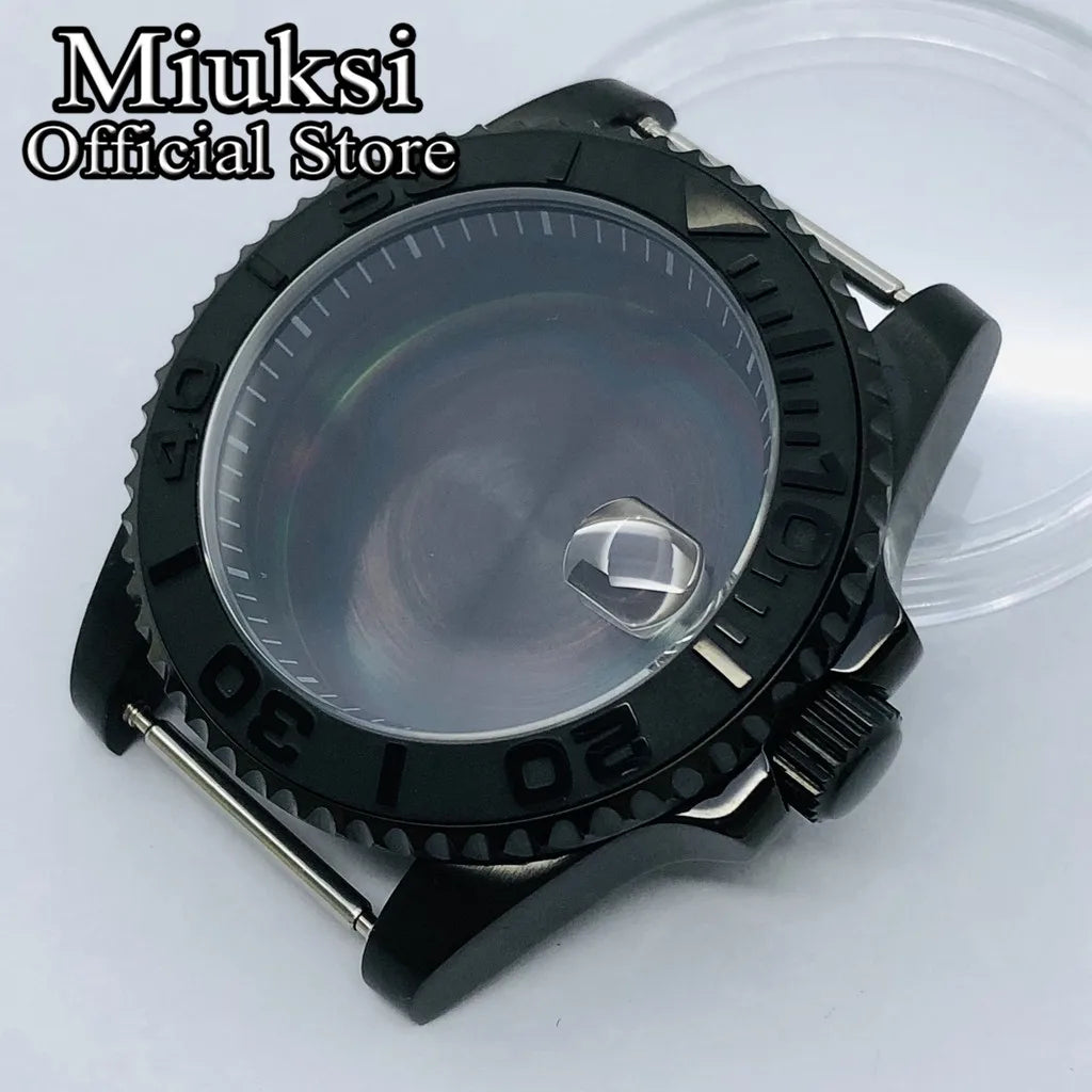 Miuksi 40mm silver rose gold black new watch case ceramic bezel sapphire glass chapter ring fit NH35 NH36 ETA2824 movement