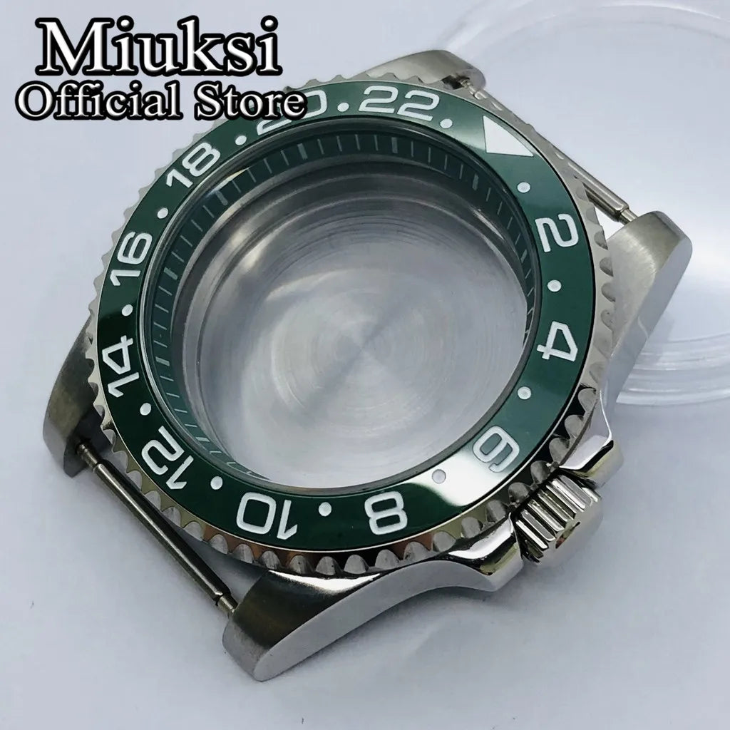 Miuksi 40mm silver rose gold black new watch case ceramic bezel sapphire glass chapter ring fit NH35 NH36 ETA2824 movement