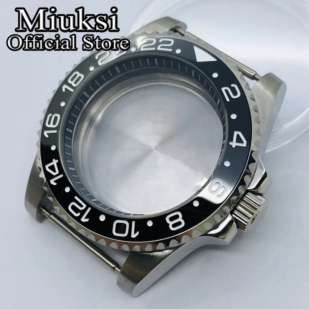 Miuksi 40mm silver rose gold black new watch case ceramic bezel sapphire glass chapter ring fit NH35 NH36 ETA2824 movement