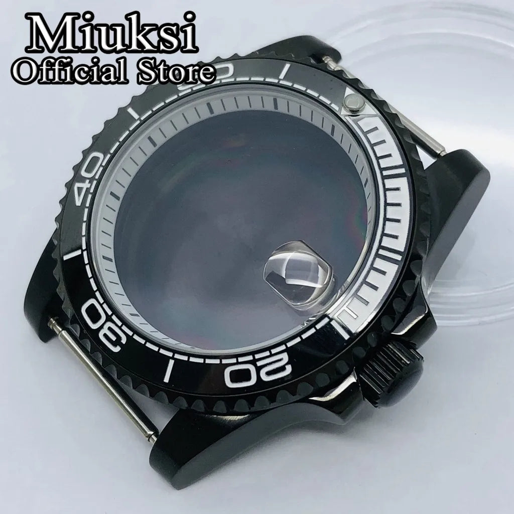 Miuksi 40mm silver rose gold black new watch case ceramic bezel sapphire glass chapter ring fit NH35 NH36 ETA2824 movement