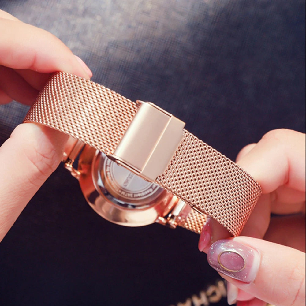 Hannah Martin New 2021 Top Brand Luxury Japan Quartz Wristwatch Stainless Steel Rose Gold Waterproof Watch for Women reloj mujer